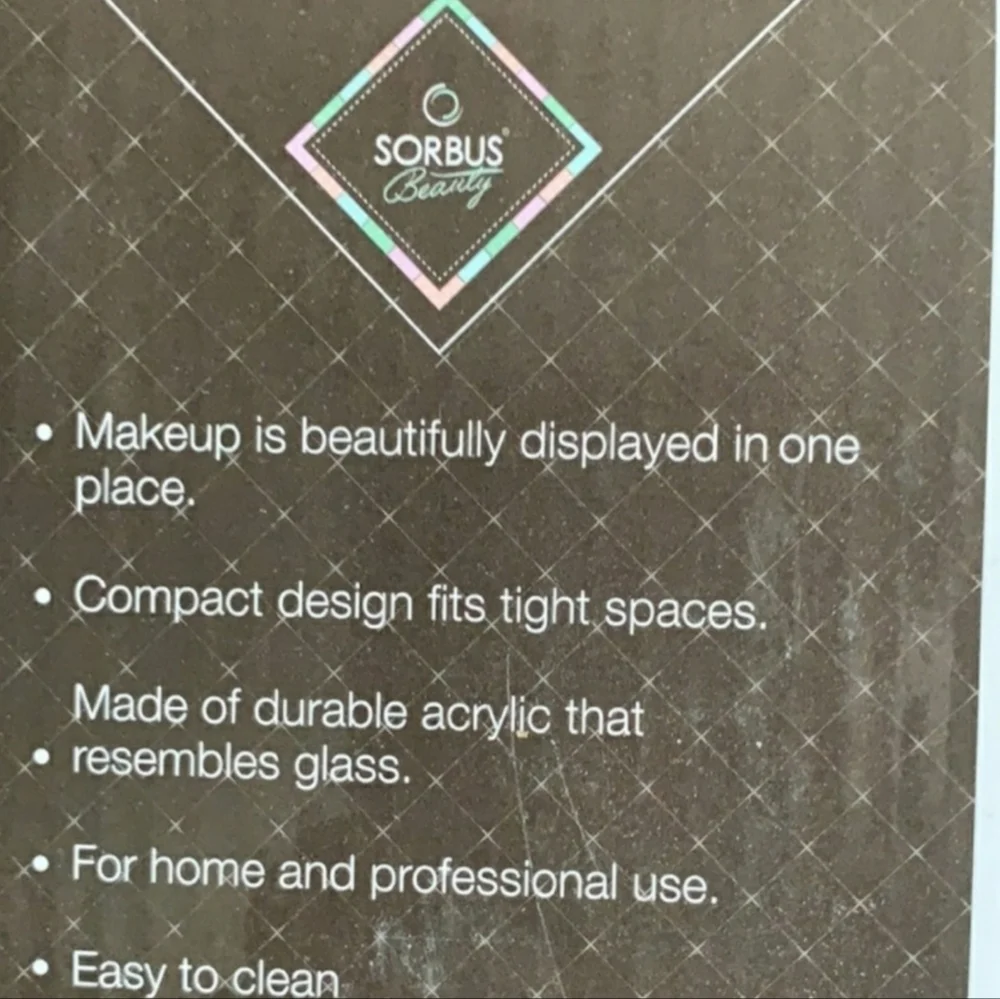 Sorbus Cosmetic Organizer Clear Acrylic Case Daisy Print, New
